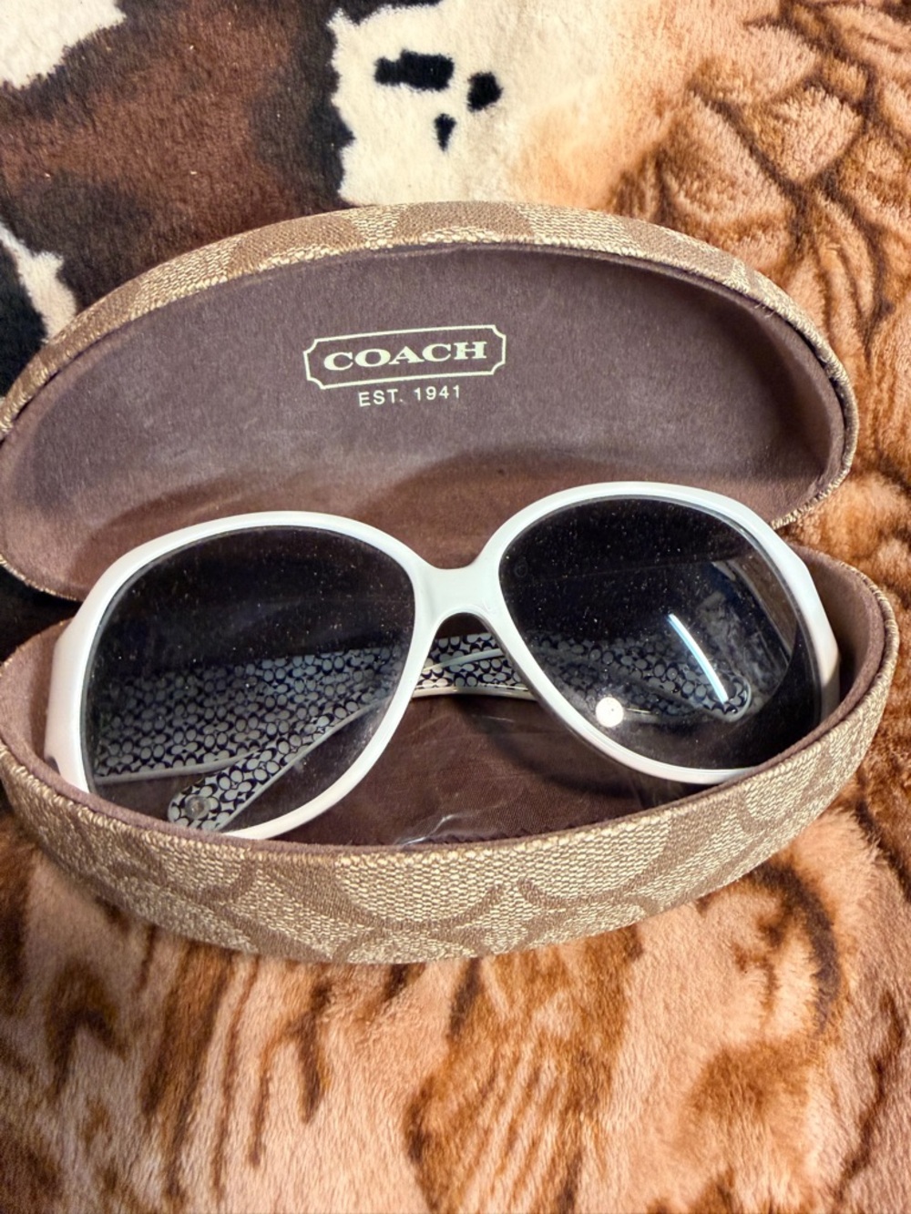 Vintage 2000s COACH Women's White Oversized Sunglasses